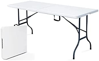 Table de pique-nique pliante Rekkem rectangle blanc 180 x 75 x 74 cm acier 8 places Rekkem
