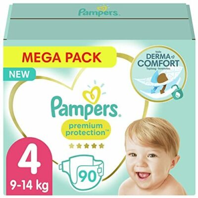 Couches Pampers Premium Protection, taille 4, taille 9, 14 kg en vrac, 90 pièces