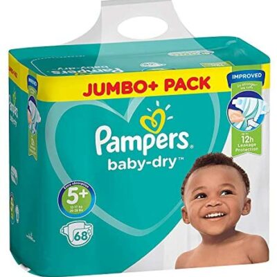 Pampers Baby Dry Couches Taille 5+ (Teen Plus) 13–27 kg, 1 paquet (1 x 68 pièces)