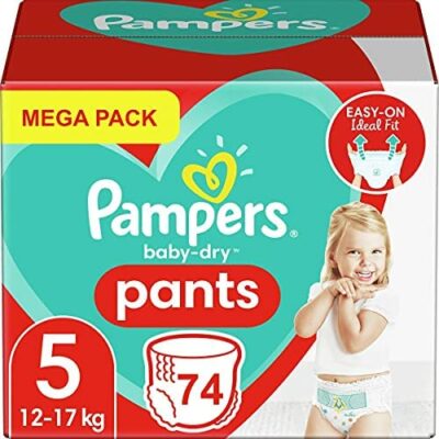 Pampers Baby Dry Pants Taille 5, Pantalon à langer 74, Changement de jour facile et amusant et protection de nuit, 12-17 kg