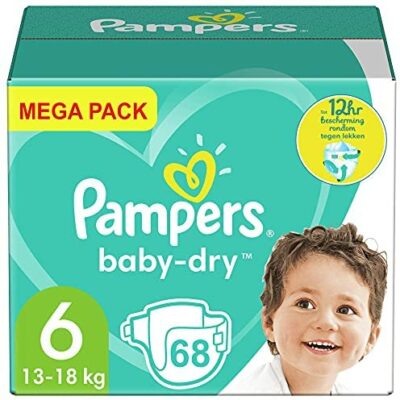 Pampers Baby-Dry Taille 6, 68 couches, jusqu'à 12 heures de protection complète contre les fuites, 13-18 kg