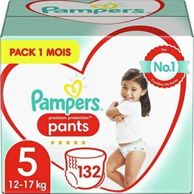 Pampers Couches Taille 5 (12-17kg), Protection Premium, 132 Couches Bébé, Pack 1 Mois, Notre #1 Protection Peaux Sensibles