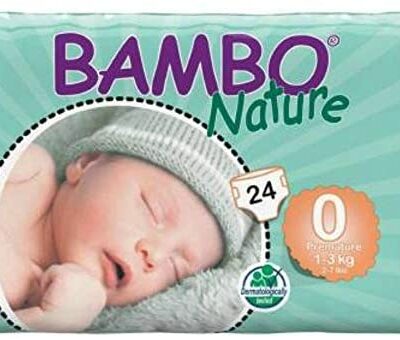 Couches Bambo Nature Taille 0 pour bébés prématurés (1-3 kg) Eco Diapers Lot de 6 de 24 couches