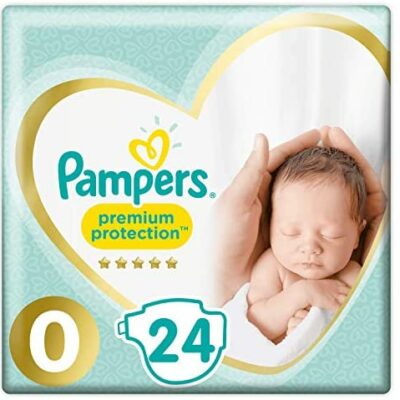 Couches protectrices Pampers Premium taille 0 (1,5-2,5 kg) Notre #1 pour les peaux sensibles, aide à protéger le ventre délicat de votre nouveau-né, 48 couches (2 x 24)