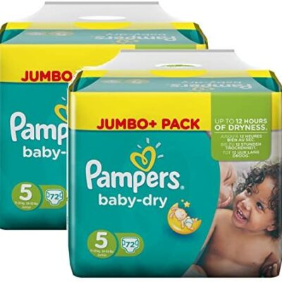 Pampers Baby Dry 5 Juvenile Extra Large 11-25 kg, lot de 2 (2 x 72 couches)