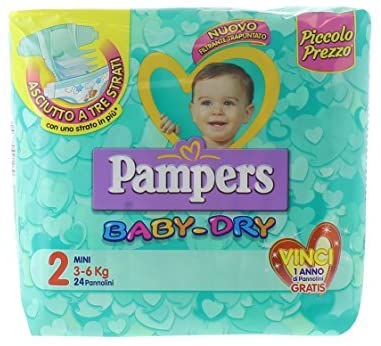 Pampers Baby Dry Taille 3-6 Downcount Mini 2kg 24 pièces