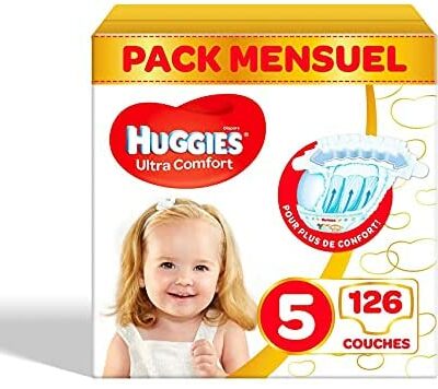 Huggies - Super Confort - Couches Bébé Unisexe - Taille 5 (11-25kg)x126 Couches - Pack 1 Mois