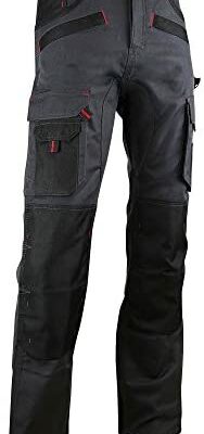 LMA Lebeurre - Pantalon Travail Bicolore Poches Genoux - Gamme Dynamique - Argile - Gris Nuit Noir - 1261