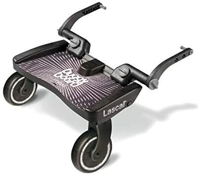 Lascal BuggyBoard Maxi, BuggyBoard avec grande plateforme, accessoire poussette pour enfant de 2 à 6 ans (22 kg), compatible avec toutes les poussettes, noir