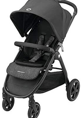 Poussette tout-terrain Bébé Confort Gia avec siège confortable, pliage compact, de la naissance à environ 4 ans (0-22 kg), y compris habillage pluie et grand panier, Nomad noir