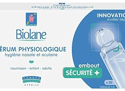 BIOLANE - Sérum Physiologique - Nourrisson - Nettoie Nez et Yeux - Dès la Naissance - Embout Rond Sécurité - 30 Unidoses - Fabriqué en France