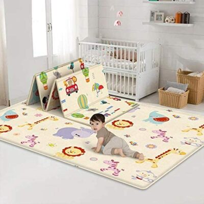 CHTH Tapis de jeu pour bébé, tapis de sol en mousse souple pour bébé, tapis de jeu pour bébé pliable et pliable, 70 x 39 x 0,4 pouces (A)