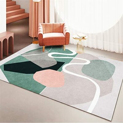 Tapis à motif géométrique tapis salon maison tapis moderne minimaliste antidérapant chambre salon tapis enfants vert rose fille tapis 60X90 cm