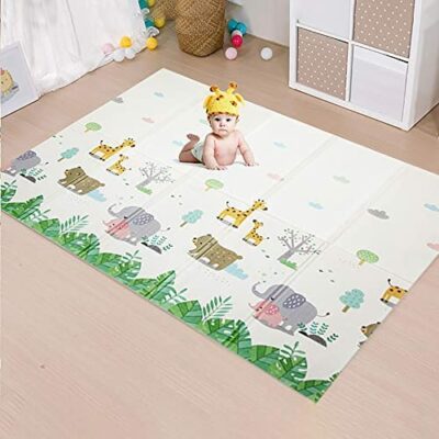 HOMTOL Tapis de jeu pour enfants Multicolore Flip Tapis de jeu pliable Bébé Tapis rampant Enfants XPE Tapis de jeu double face Tapis épaississant