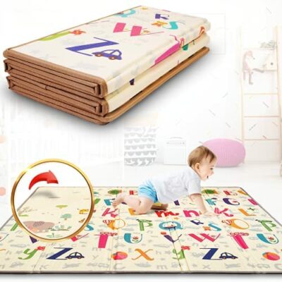 Tapis d'Eveil Bébé 180x200x1,5 cm XXL Pliable Double Face Mousse Épaisse Tapis de Sol - Tapis d'Eveil Bébé - Tapis de Motricité Favorise le Développement Sensoriel Cadeau Bébé