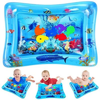 VATOS Tapis d'eau pour bébé, Tapis de jeu aquatique pour bébé Tapis de jouet pour bébé 3 6 9 12 mois Activité amusante pour enfants Jouet sensoriel parfait pour le centre d'activité du nouveau-né