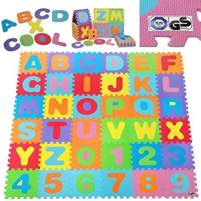 Puzzle en mousse pour bébé lettres et chiffres 86 pièces 36 pièces 32x32 cm bambin