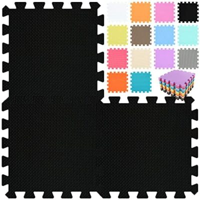 qqpp Tapis de Puzzle EVA en Mousse pour Bébé - Idéal pour Tapis de Jeu pour Enfants, 18 Pièces (30*30*1cm), Noir.QQC-Db18N