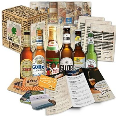 Spécialités de bière d'Allemagne (les meilleures bières allemandes) en coffret dégustation à offrir (bière + notice de dégustation + brochure bière + cadeaux brasserie + coffret cadeau) 6 x 0,33l