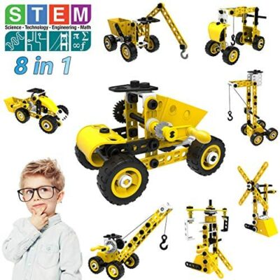 Jouets de construction STEM, 8 en 1 blocs de construction jouets de construction pour 5 6 7 8 9 10 ans et plus garçons et filles, 100 pièces jouets éducatifs créatifs cadeaux de Noël cadeaux d'anniversaire pour enfants