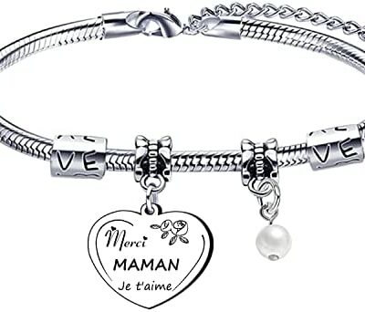 Lu Mengqi maman cadeau anniversaire maman Bracelet fête des mères cadeau pour maman "Merci maman je t'aime" cadeau d'anniversaire