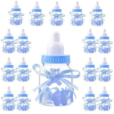 18 boîtes à bonbons baptême bouteilles de bonbons, décorations de douche de bébé garçon et décorations de douche de bébé. Biberon Bleu (4cm*4cm*9cm)-18Pcs-