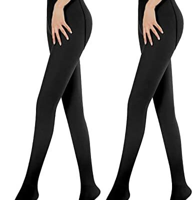 Vertvie Lot de 2 leggings thermiques pour femme avec doublure en polaire