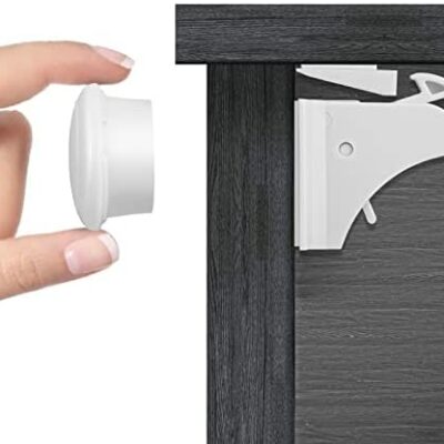 Linkax Butée de porte pour placard de sécurité pour bébé (10 serrures + 2 clés), Commode Sécurité enfant Serrure pour bébé Armoire casier Loquet de sécurité magnétique