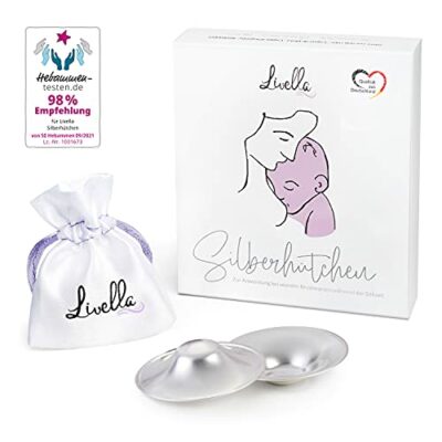 Livella Silver Cones / Nipple Shield / Protège et calme les mamelons douloureux et sensibles / Fabriqué en argent pur 999 / Produit en Allemagne / 2 pièces