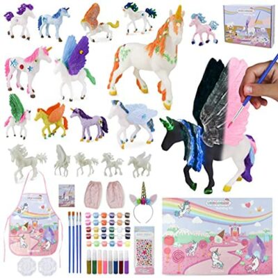 Cadeau de licorne pour filles ensemble de peinture avec 18 licornes - BONNYCO |  Ensemble d'artisanat pour enfants avec couleur lumineuse foncée |  Jouet pour filles, cadeaux pour filles Anniversaire, Noël |  Jouets Licorne