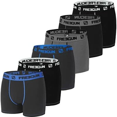 FREEGUN Lot de 6 boxers en coton pour homme