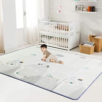 Tapis de jeu pliable pour bébé XPE - Tapis de sol - Extra épais 1 cm Imperméable et doux pour les tout-petits.  (180cm*200cm*1cm) (montagne)