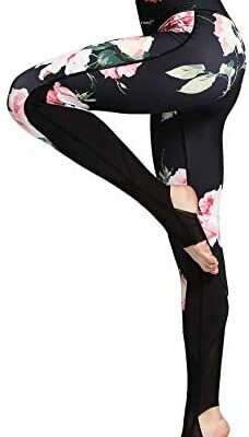 FLYILY Pantalon de yoga taille haute pour femme Motif aquarelle Fitness Leggings