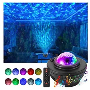 Lampe projecteur LED Starry Sky, vagues d'eau rotatives, lumière Galaxy avec télécommande et haut-parleur Bluetooth, projecteur veilleuse pour enfants, adultes, fête