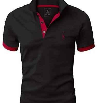 GLESTORE T-shirt de sport décontracté à manches courtes pour homme Polo Golf Tennis Coupe ajustée en coton