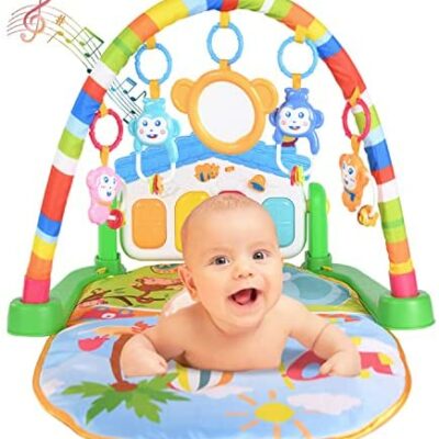 Tapis de jeu pour bébé - Piano de fitness - Kick and Play - Centre d'activités avec musique et lumières - Tapis de jeu pour bébé - Jouets cadeaux pour bébés et tout-petits - À partir de 0 mois