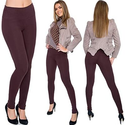 SOFTSAIL Leggings d'hiver en laine taille haute pour femme - Ventre épais et extensible - LWPP28, Noir