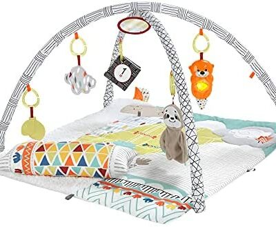 Fisher-Price My Baby Tapis de jeu doux amovible, coussin et 6 jouets amovibles, emballage fermé, dès la naissance, HBB74