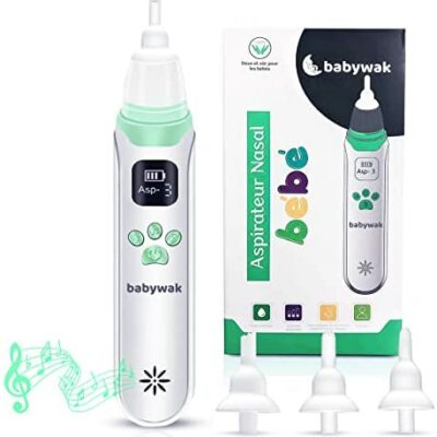 Baby Fly électrique - Aspirateur nasal pour bébé - Baby Fly - Aspirateur nasal pour bébé - Aspirateur pour enfants avec 3 embouts réutilisables - Musique apaisante - Simplifie le nettoyage