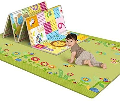 LAKIOMZ Tapis de jeu pour bébé - Tapis rampant en mousse XPE - Idéal pour les bébés, les nouveau-nés - Ventre doux - Imperméable - Facile à nettoyer - Pliable