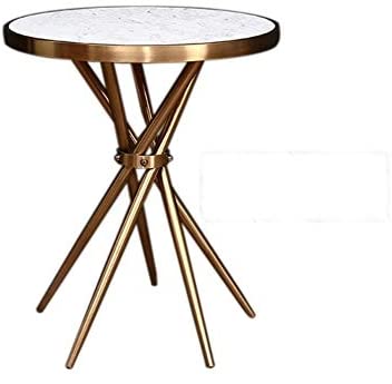 HHGO canapé table d'appoint portable moderne multi-fonctionnel marbre métal rond thé plusieurs sexe chambre côté nuit coin salon petit appartement guéridon (couleur: diamètre 60*60)