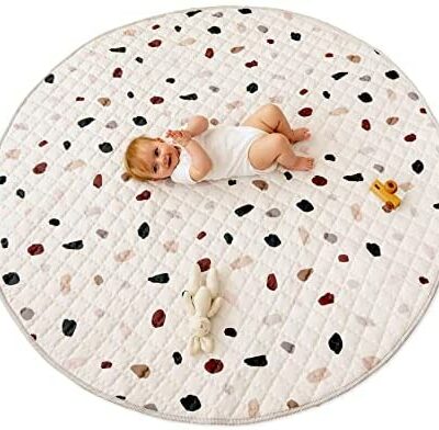 Hakuna Matte - Grand tapis de jeu matelassé pour bébé de 150 cm - Tapis de jeu extra épais de 1,5 cm avec un beau motif de confettis - Tapis de jeu pour bébé antidérapant pour jouer et jouer