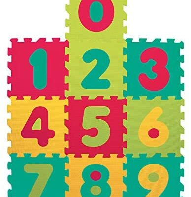 LUDI - Tapis de Sol & Jouets Educatifs - Puzzle Géant, Motif Chiffres, 10 Briques en Mousse, 10 Eléments d'Apprentissage du Compte - Dès 10 Mois