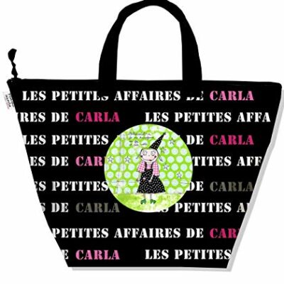 Sac bébé fille personnalisable, sac de rangement pour les petits objets de mon bébé, sac cadeau d'anniversaire original et magnifique personnalisable, référence noire.  A0410