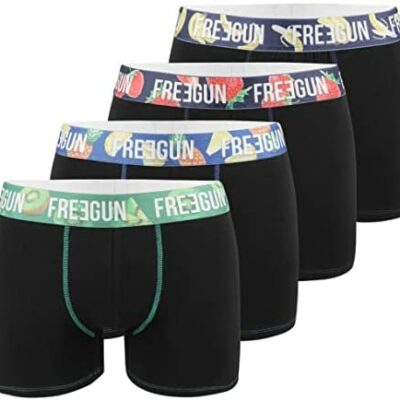 FREEGUN Boxer Homme en Coton Bio (Lot de 4)