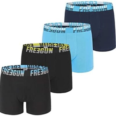 FREEGUN Boxer Homme en Coton Bio (Lot de 4)