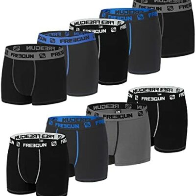 FREEGUN Boxer en coton pour homme, boxer pour homme, flexible, mobilité (lot de 9)