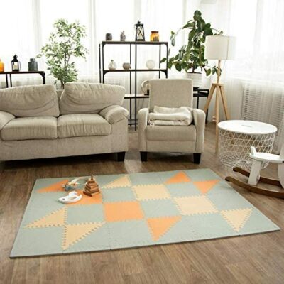 Hakuna Matte - Grand tapis de puzzle pour bébé 1,8 x 1,2 m - Tapis de jeu élégant pour ramper, jouer et yoga - Certifié EN-71, non parfumé - 48 carreaux et 20 contours