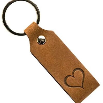 ANKERPUNKT Porte-clés en cuir avec gravure cœur – Cadeaux de Pâques Cadeaux pour adultes pour femme Cadeaux pour homme Cadeau d'anniversaire petite amie pour petit ami Marron foncé Fabriqué en Allemagne