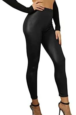 BIBOKAOKE Legging Femme Faux Cuir Yoga Leggings Stretch Skinny Jegging Sport Fitness Leggings Pantalon Similicuir Collants Taille Haute Hip-High Pantalon en Cuir Opaque